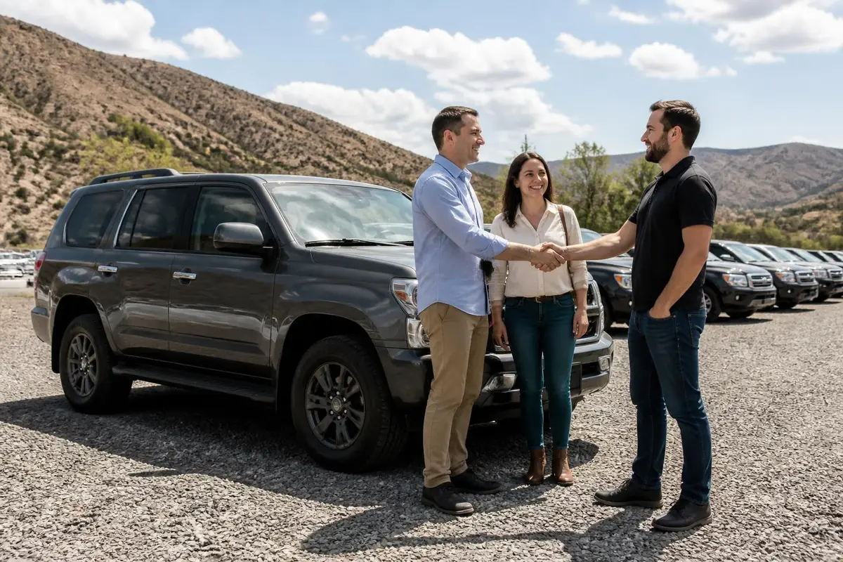 Couple test-driving a used SUV