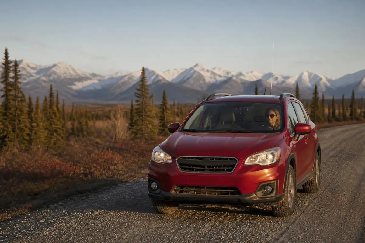 Rig on a remote Alaskan gravel road