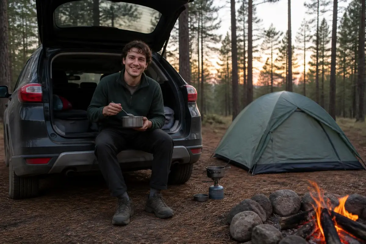 Budget camp from the back of a crossover