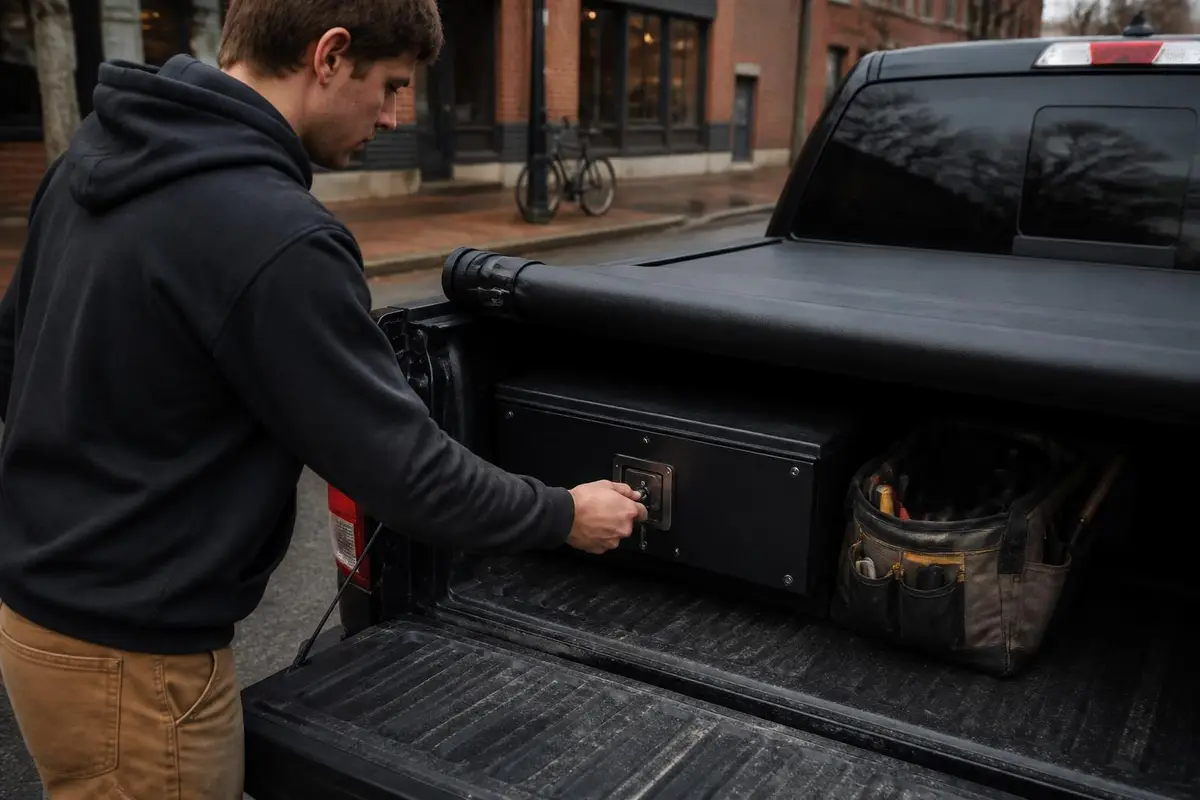 Items packed under a soft cover with a lock box